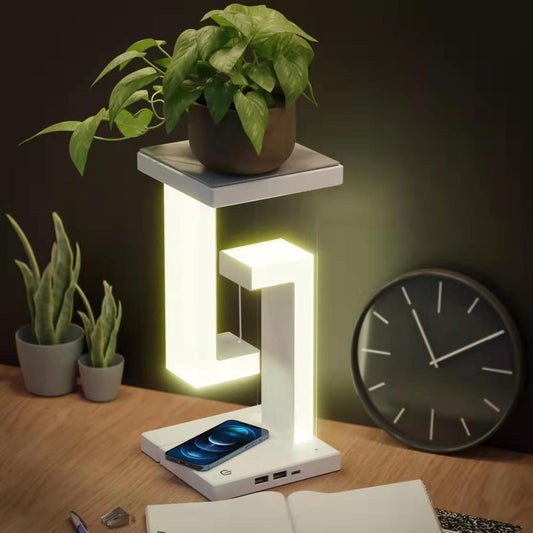 Levitating LED Table Lamp with Wireless Charging - Modern Magnetic Floating Desk Light