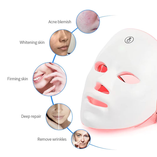 Rechargeable 7-Color LED Photon Face Mask - Skin Rejuvenation & Anti-Aging Light Therapy