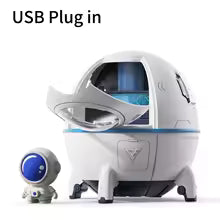 220mL Space Capsule Air Humidifier - USB Rechargeable Mist Aromatherapy Diffuser with 7 Color LED Light