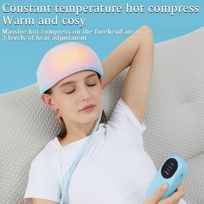 Heated Airbag Head Massage Cap – 6-Zone Compression Massager