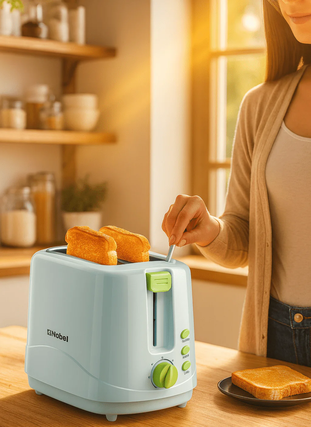 Nobel 2-Slice Toaster – Adjustable Browning Control, Reheat & Defrost