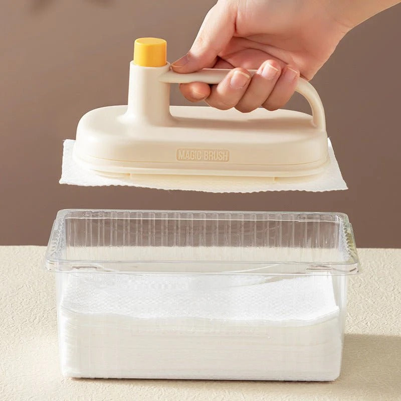 Magic Dust Brush with 50 Disposable Rags – Hands-Free Cleaning Tool