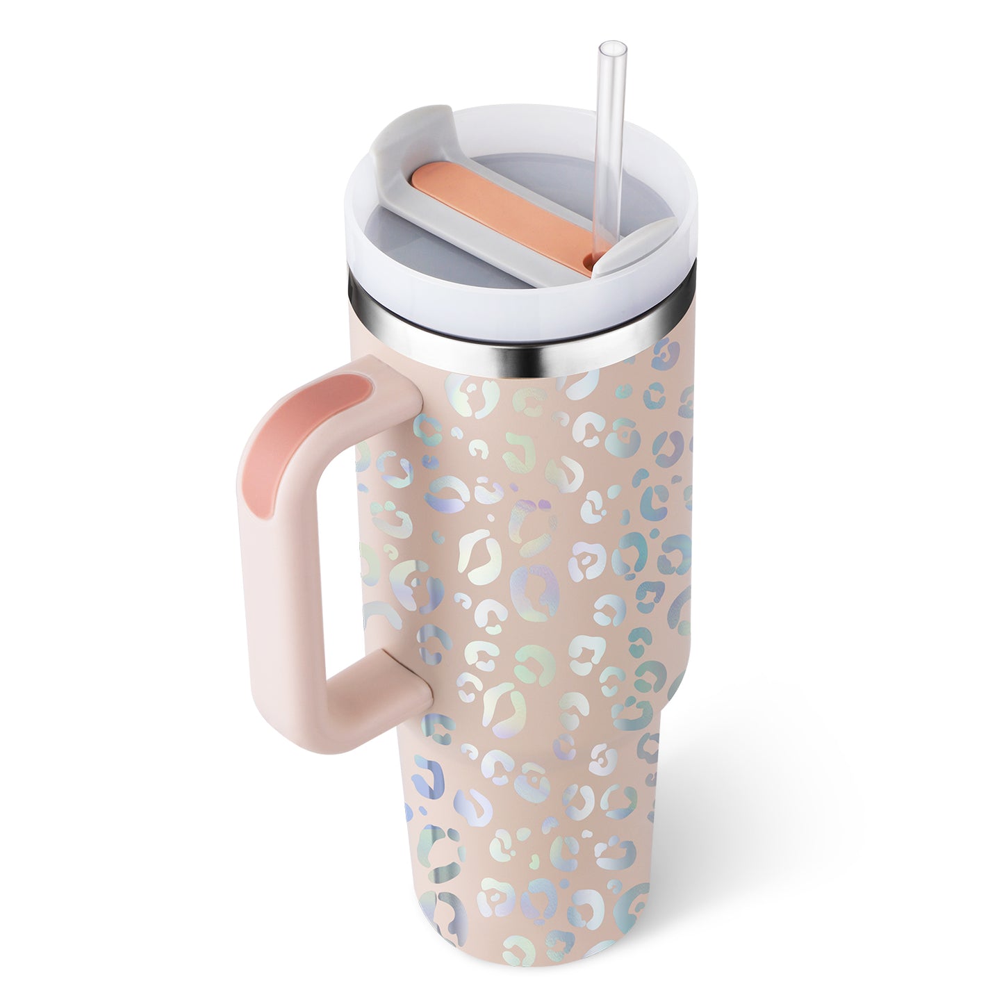 40 Oz Tumbler with Handle & Straw - Insulated Stainless Steel