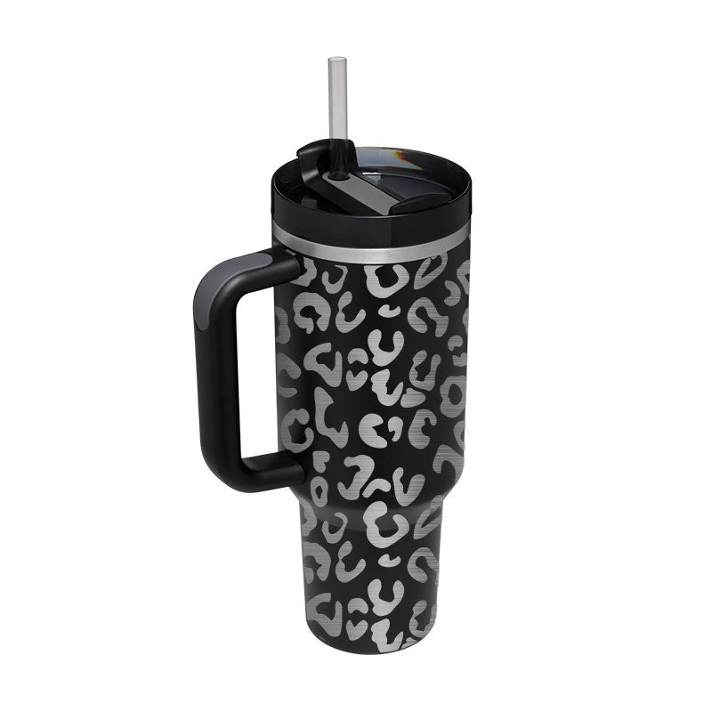 40 Oz Tumbler with Handle & Straw - Insulated Stainless Steel