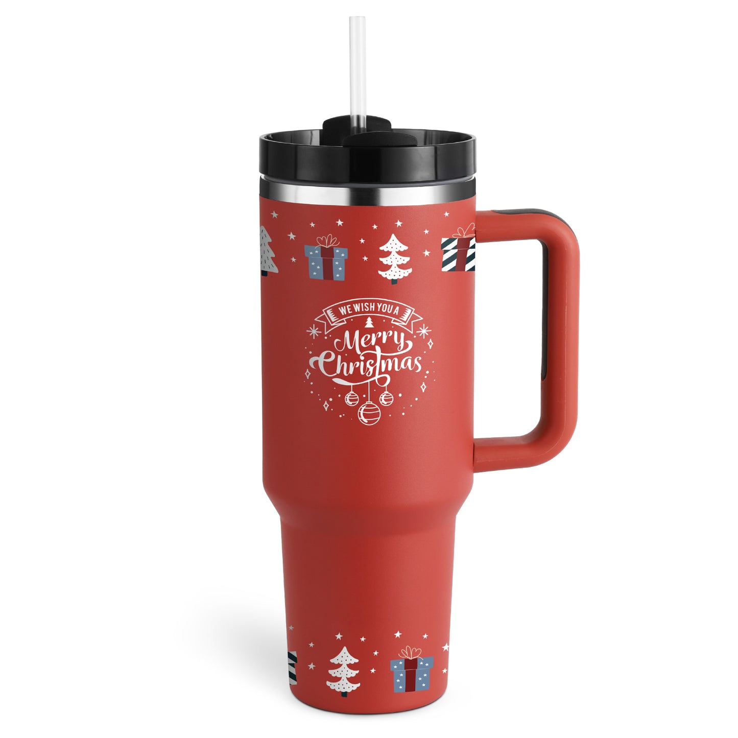 40 Oz Tumbler with Handle & Straw - Insulated Stainless Steel