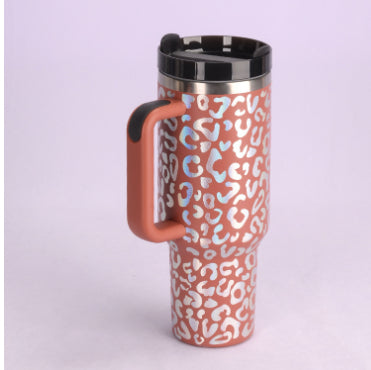 40 Oz Tumbler with Handle & Straw - Insulated Stainless Steel
