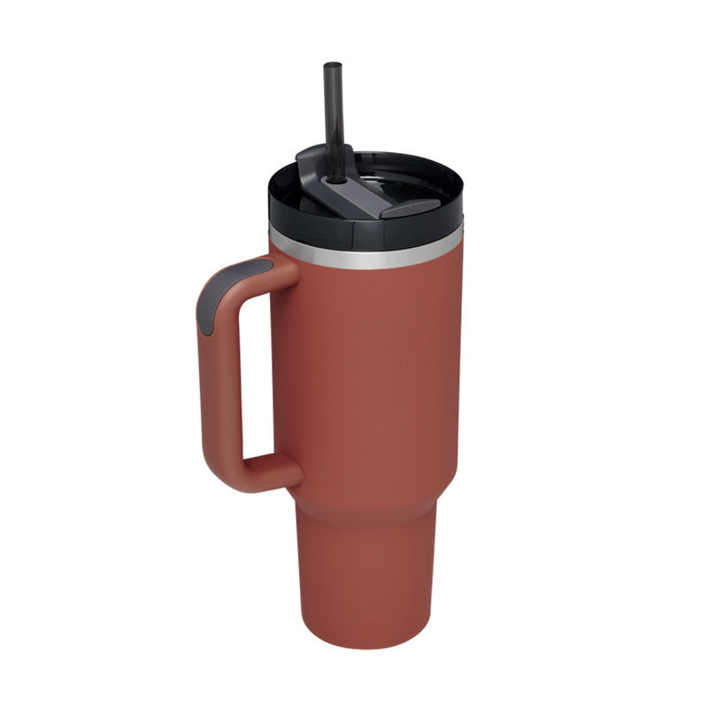 40 Oz Tumbler with Handle & Straw - Insulated Stainless Steel