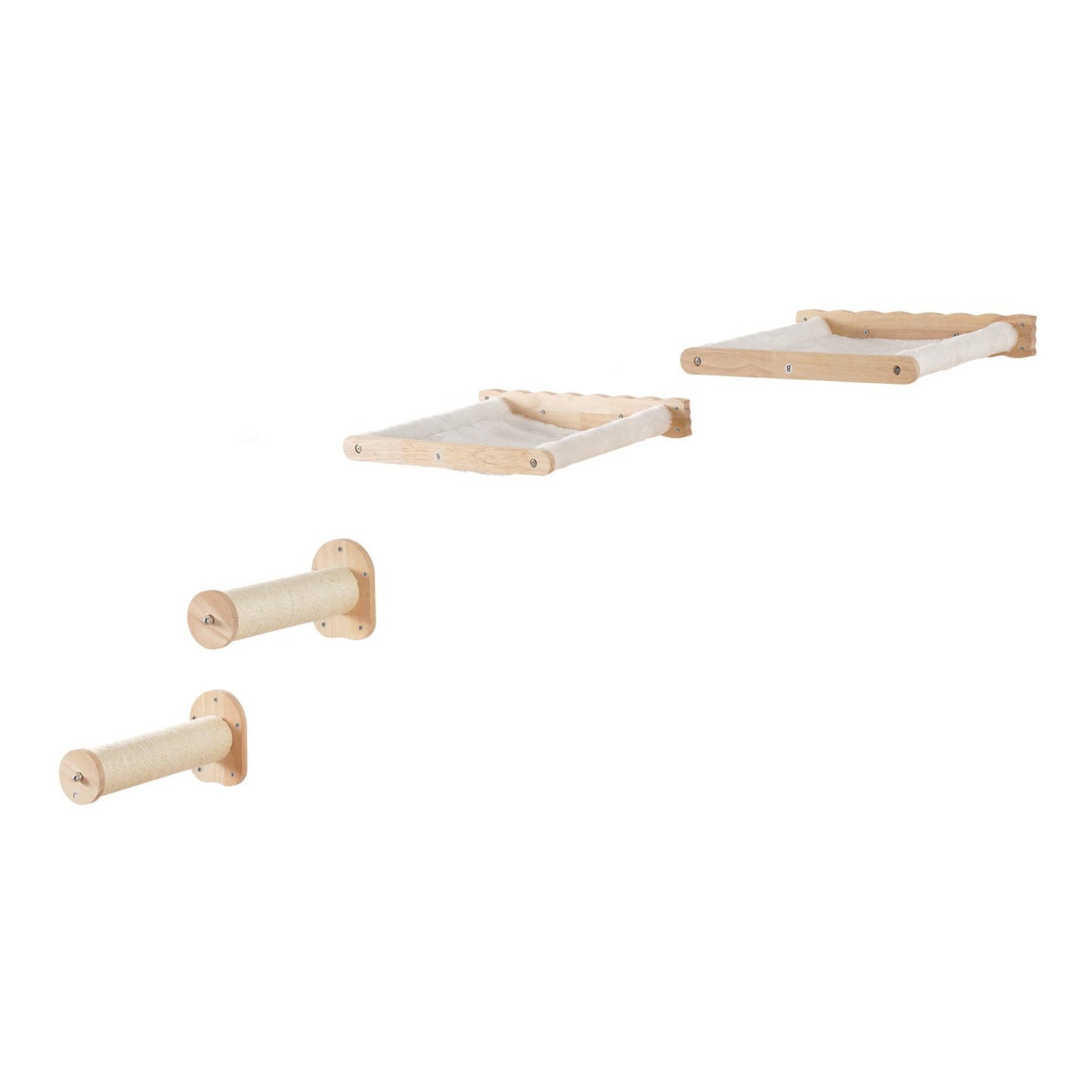 VEVOR Wall Mounted Cat Shelves With 2 Jumping Posts & 2 Hammocks Up To 40 Lbs