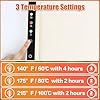Flexible Heated Board showing 3 temperature settings: 160°F, 185°F, and 210°F for different heating durations.