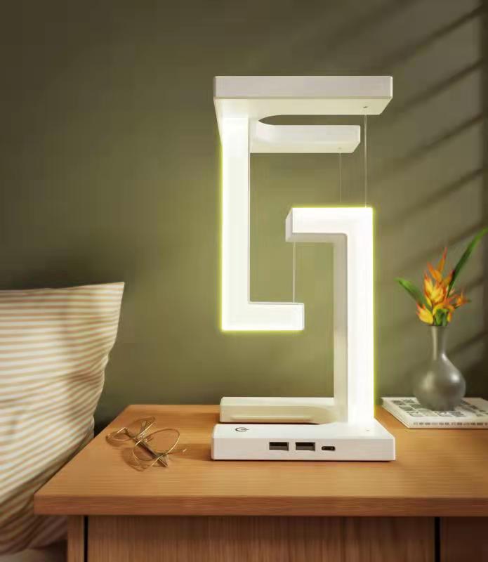 Levitating LED Table Lamp with Wireless Charging - Modern Magnetic Floating Desk Light