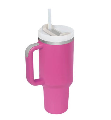 40 Oz Tumbler with Handle & Straw - Insulated Stainless Steel