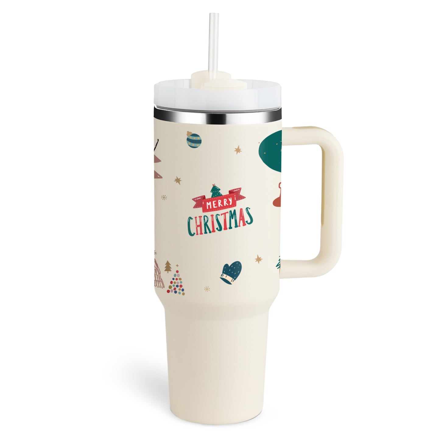 40 Oz Tumbler with Handle & Straw - Insulated Stainless Steel
