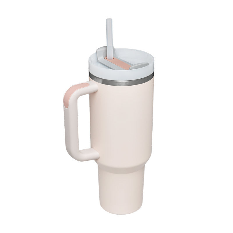 40 Oz Tumbler with Handle & Straw - Insulated Stainless Steel