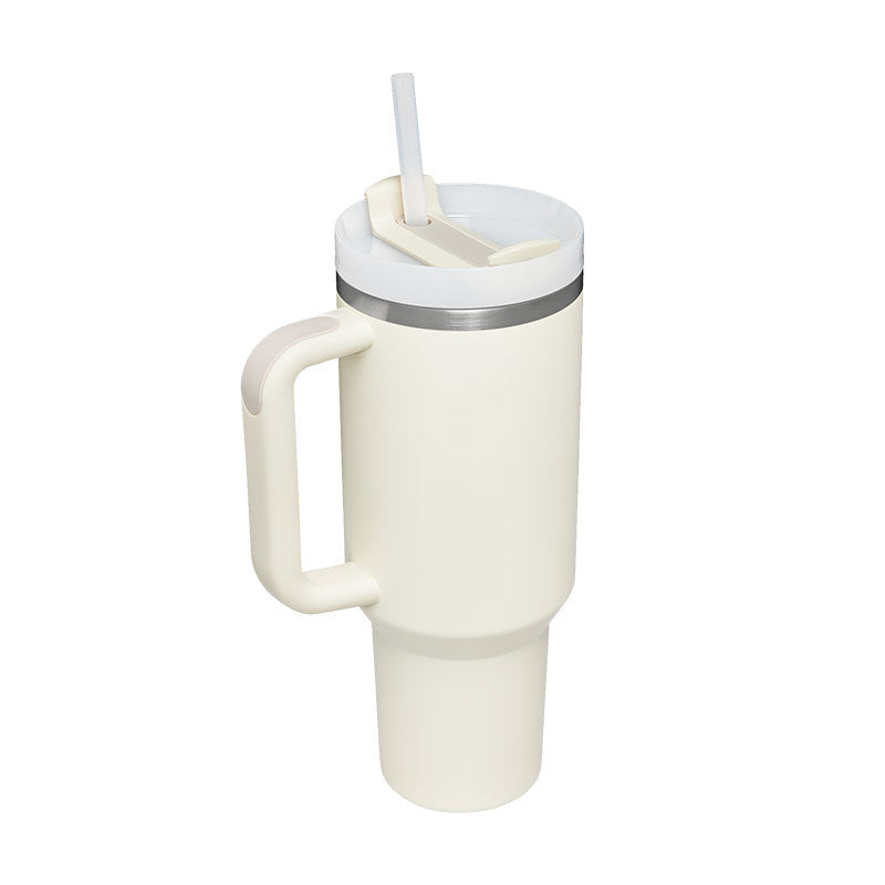 40 Oz Tumbler with Handle & Straw - Insulated Stainless Steel