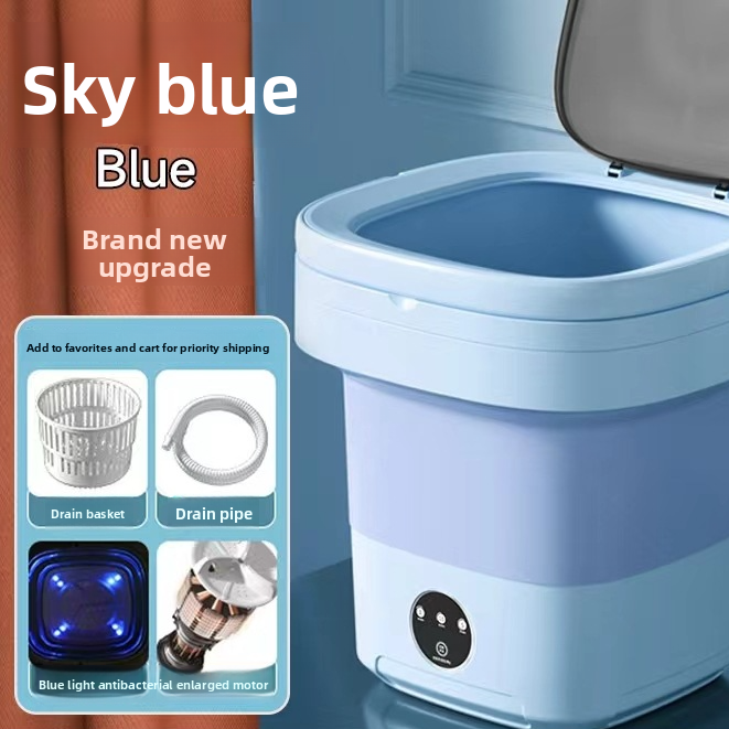 Portable Mini Washing Machine 8L Foldable Travel Washer Spin Dryer