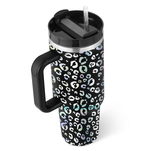 40 Oz Tumbler with Handle & Straw - Insulated Stainless Steel