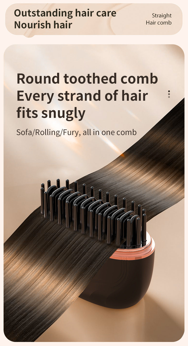 Mini Wireless Hair Straightening Comb – Portable Heated Styling Brush
