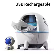 220mL Space Capsule Air Humidifier - USB Rechargeable Mist Aromatherapy Diffuser with 7 Color LED Light