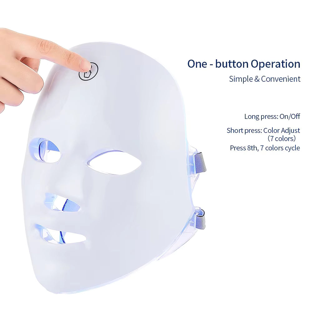 Rechargeable 7-Color LED Photon Face Mask - Skin Rejuvenation & Anti-Aging Light Therapy