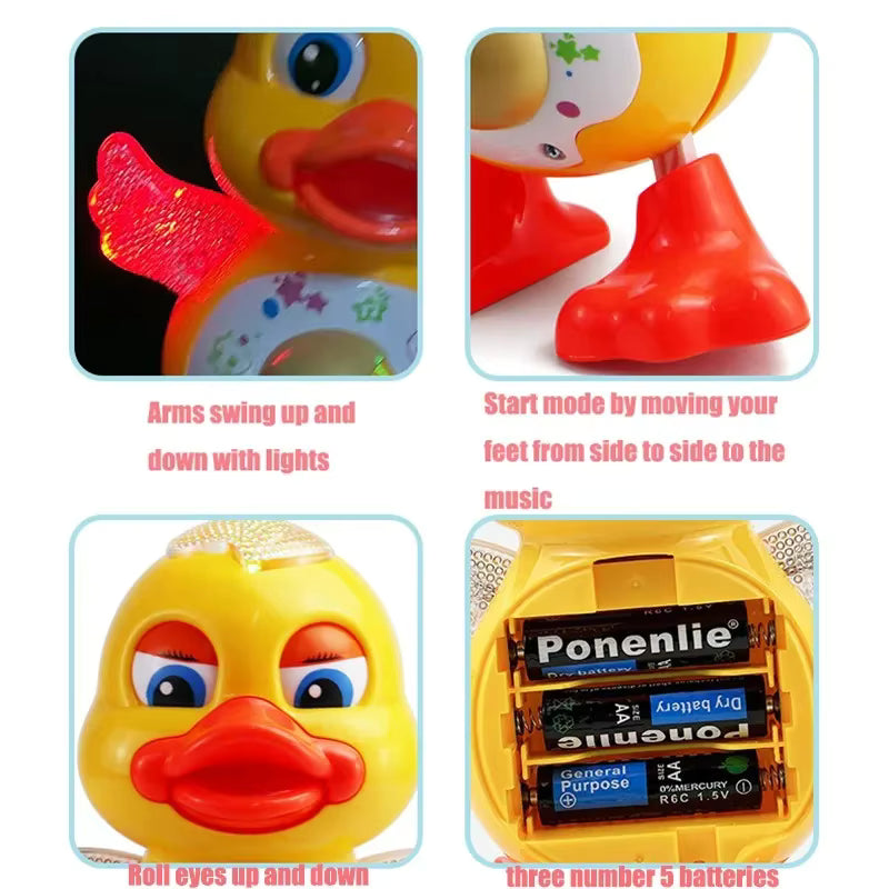 Electric Dancing Duck Toy - Interactive Musical Animal with Flashing Lights for Kids