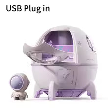 220mL Space Capsule Air Humidifier - USB Rechargeable Mist Aromatherapy Diffuser with 7 Color LED Light