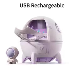 220mL Space Capsule Air Humidifier - USB Rechargeable Mist Aromatherapy Diffuser with 7 Color LED Light