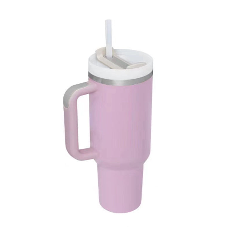 40 Oz Tumbler with Handle & Straw - Insulated Stainless Steel