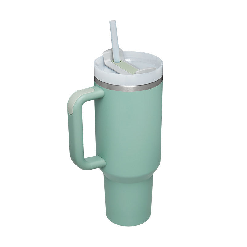 40 Oz Tumbler with Handle & Straw - Insulated Stainless Steel