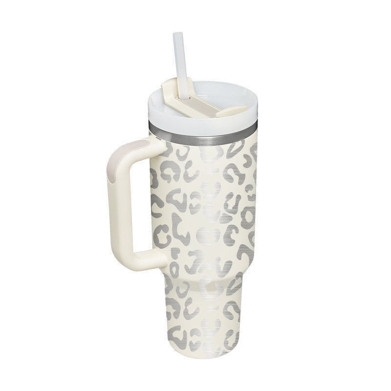 40 Oz Tumbler with Handle & Straw - Insulated Stainless Steel