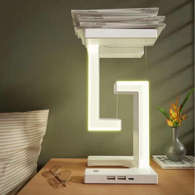 Levitating LED Table Lamp with Wireless Charging - Modern Magnetic Floating Desk Light