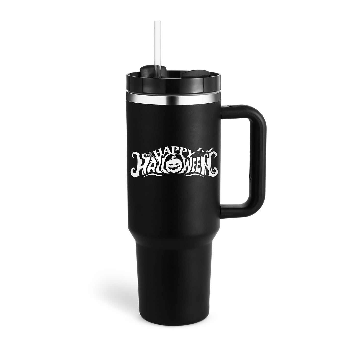 40 Oz Tumbler with Handle & Straw - Insulated Stainless Steel