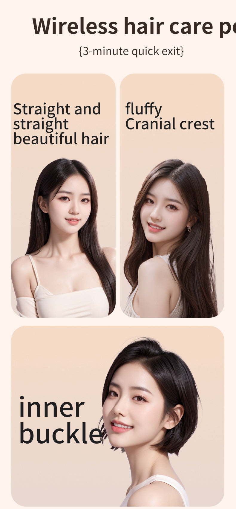Mini Wireless Hair Straightening Comb – Portable Heated Styling Brush