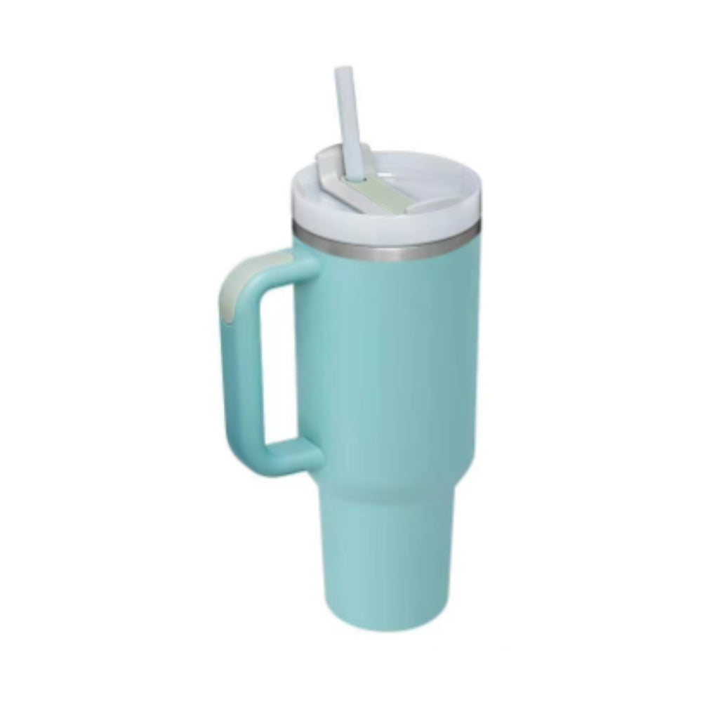 40 Oz Tumbler with Handle & Straw - Insulated Stainless Steel