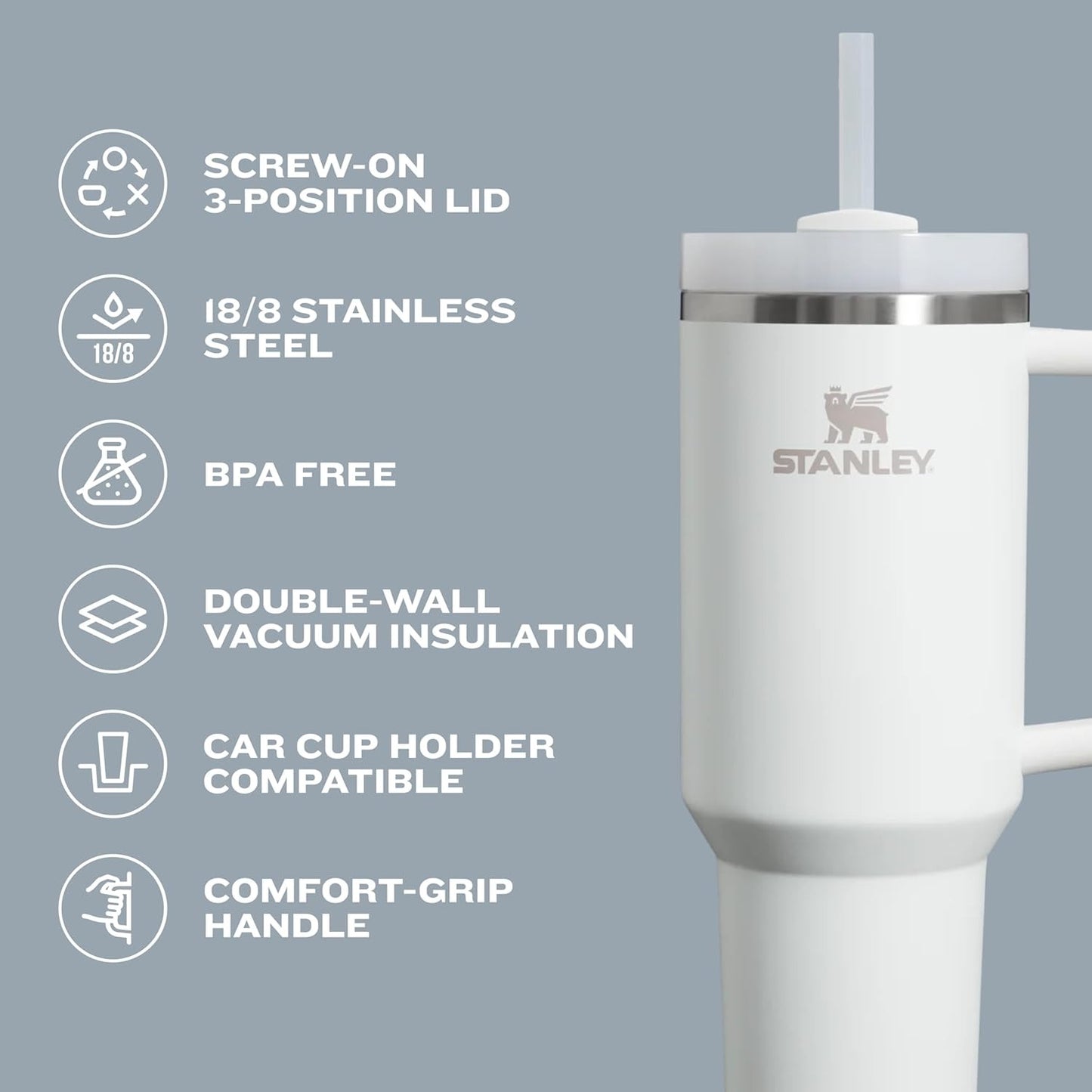 Stanley Stainless Steel Tumbler – FlowState™ Quencher H2.0 40oz Insulated