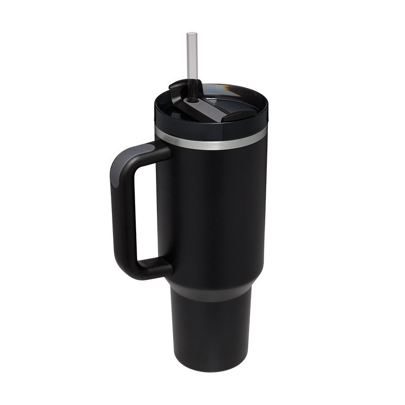 40 Oz Tumbler with Handle & Straw - Insulated Stainless Steel