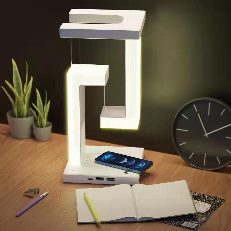 Levitating LED Table Lamp with Wireless Charging - Modern Magnetic Floating Desk Light