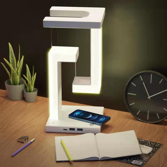 Levitating LED Table Lamp with Wireless Charging - Modern Magnetic Floating Desk Light