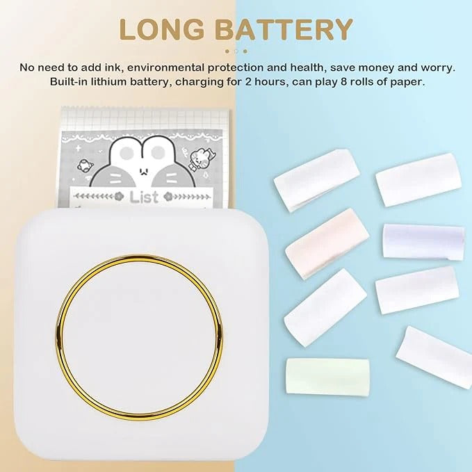 Portable Mini Printer – Bluetooth Instant Thermal Printing, No Ink Required