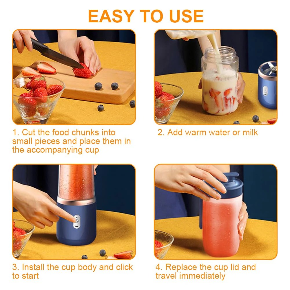 Portable Blender with Cup – For Gym, Travel, Car & Home
