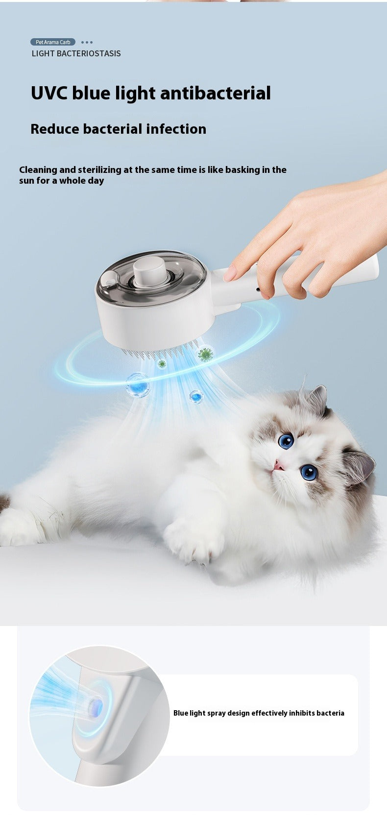 Pet UV Sterilization Spray Grooming Comb