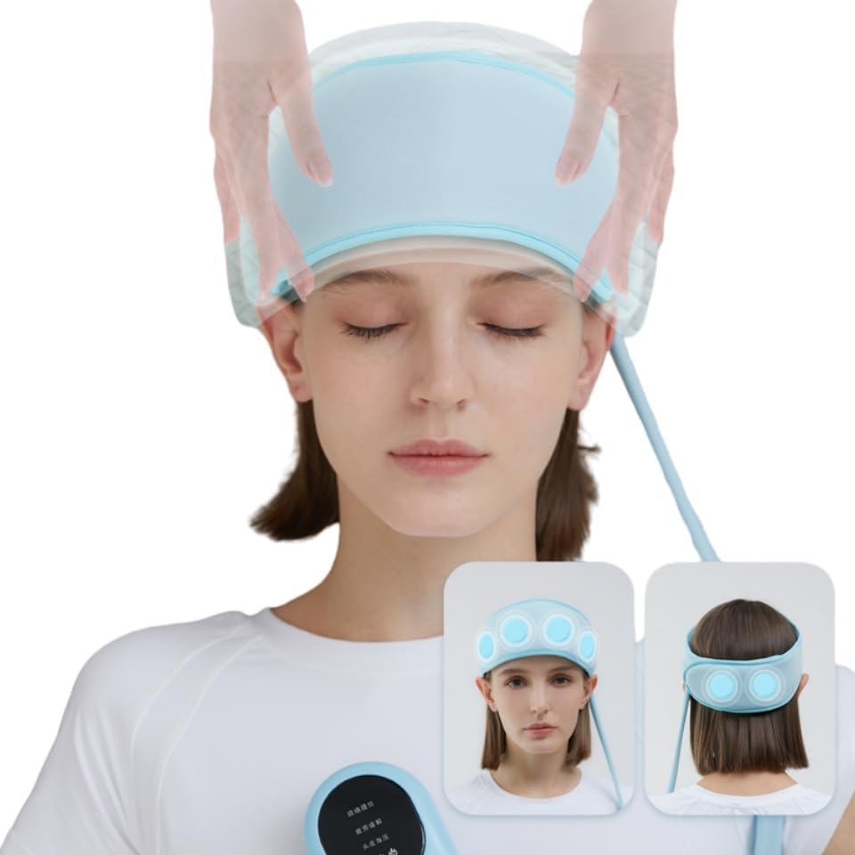 Heated Airbag Head Massage Cap – 6-Zone Compression Massager