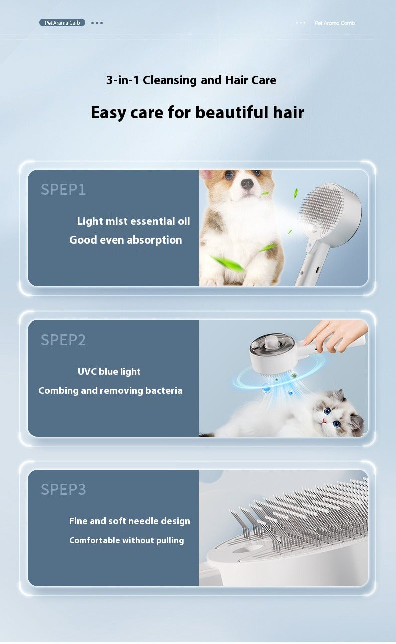 Pet UV Sterilization Spray Grooming Comb