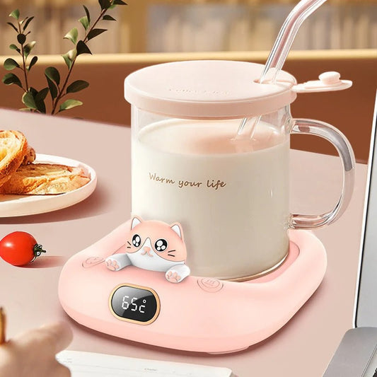 Cute Cat Cup Warmer – Constant Temperature Mug Heating Pad