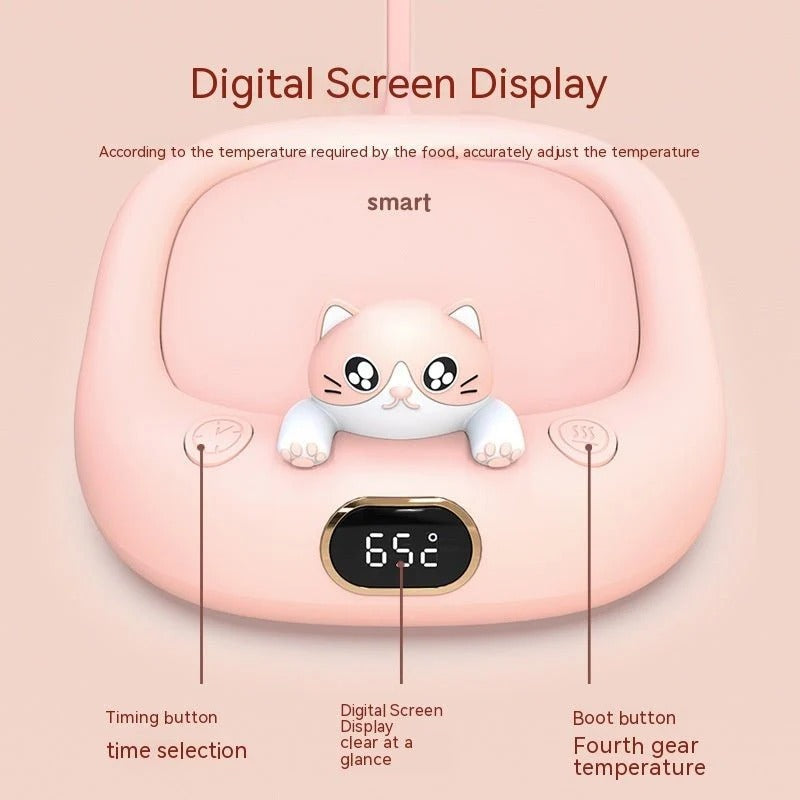 Cute Cat Cup Warmer – Constant Temperature Mug Heating Pad