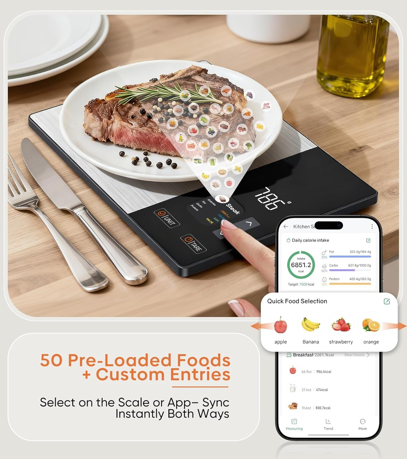 Smart Kitchen Scale – Bluetooth App, Calorie & Nutrition Tracker
