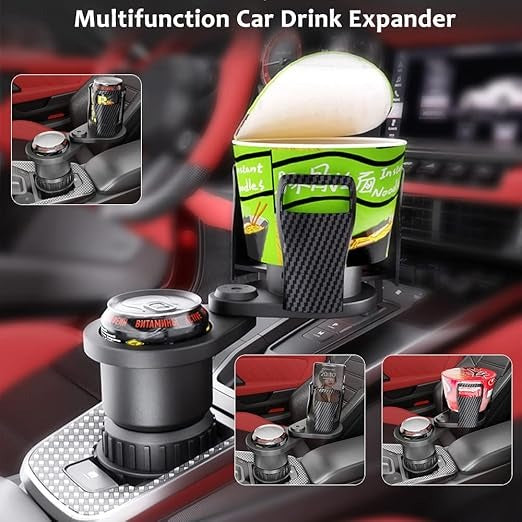 2-in-1 Car Cup Holder Expander – 360° Rotatable & Expandable