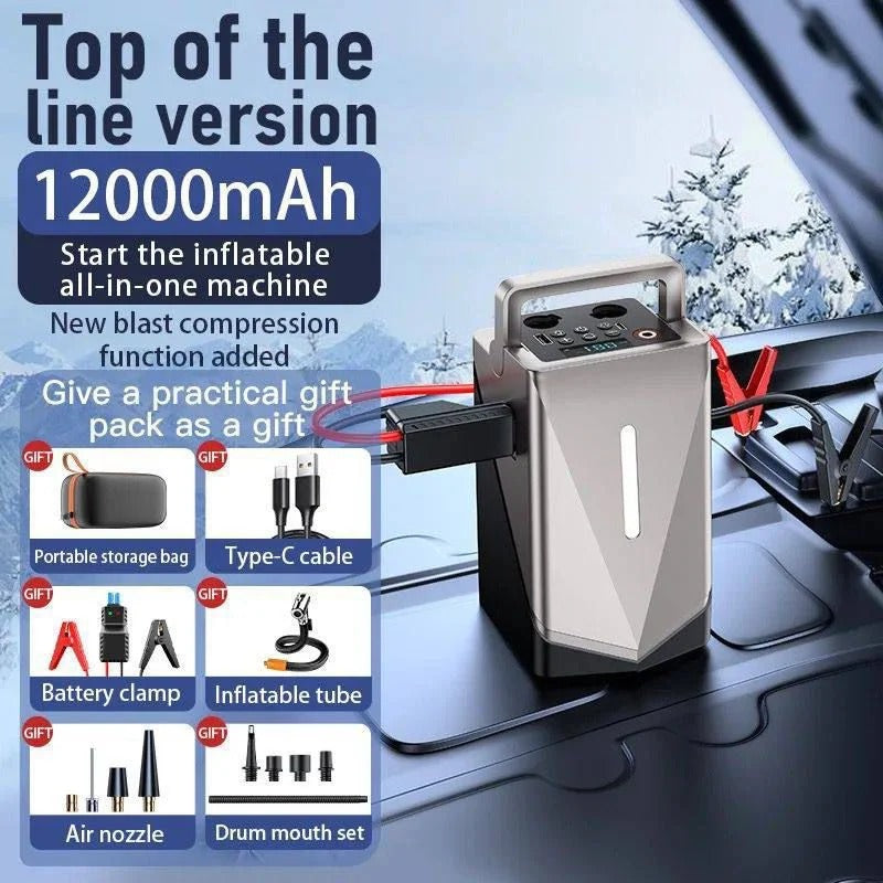 Portable Multi-Function Car Jump Starter & Air Blast Machine