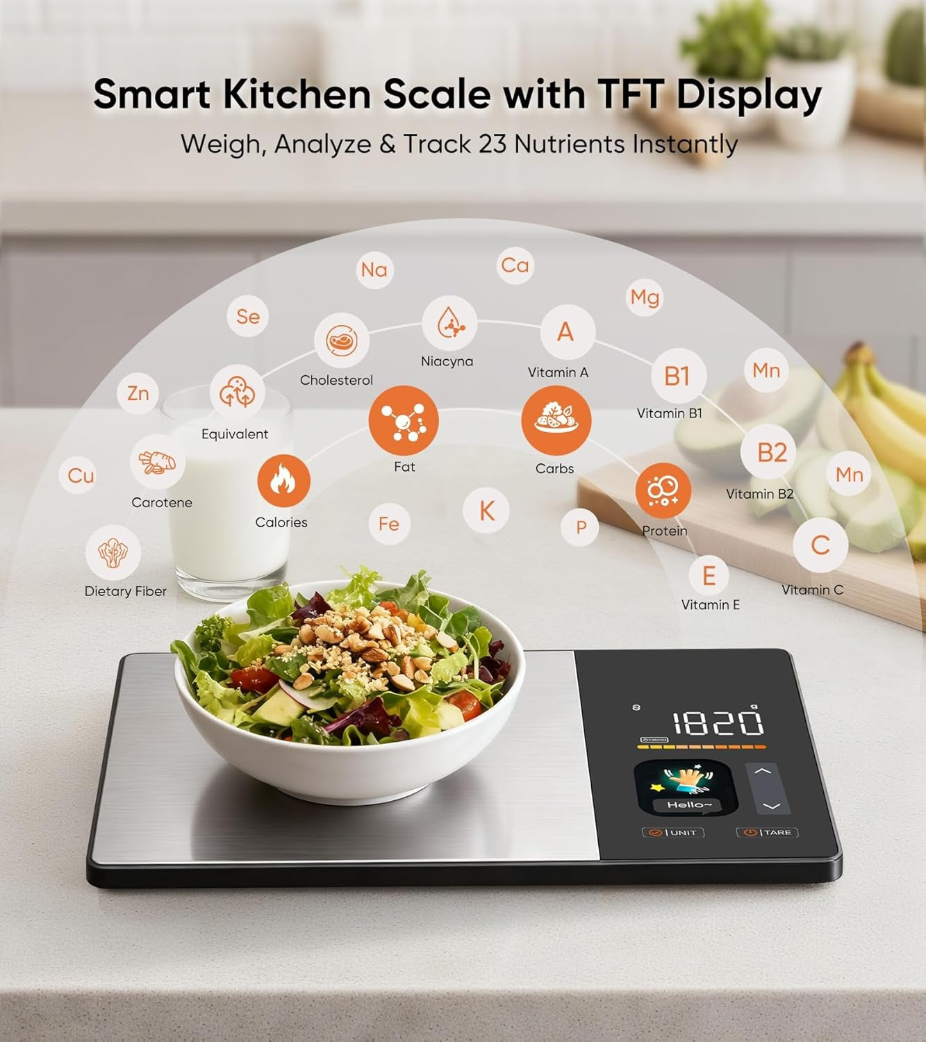 Smart Kitchen Scale – Bluetooth App, Calorie & Nutrition Tracker