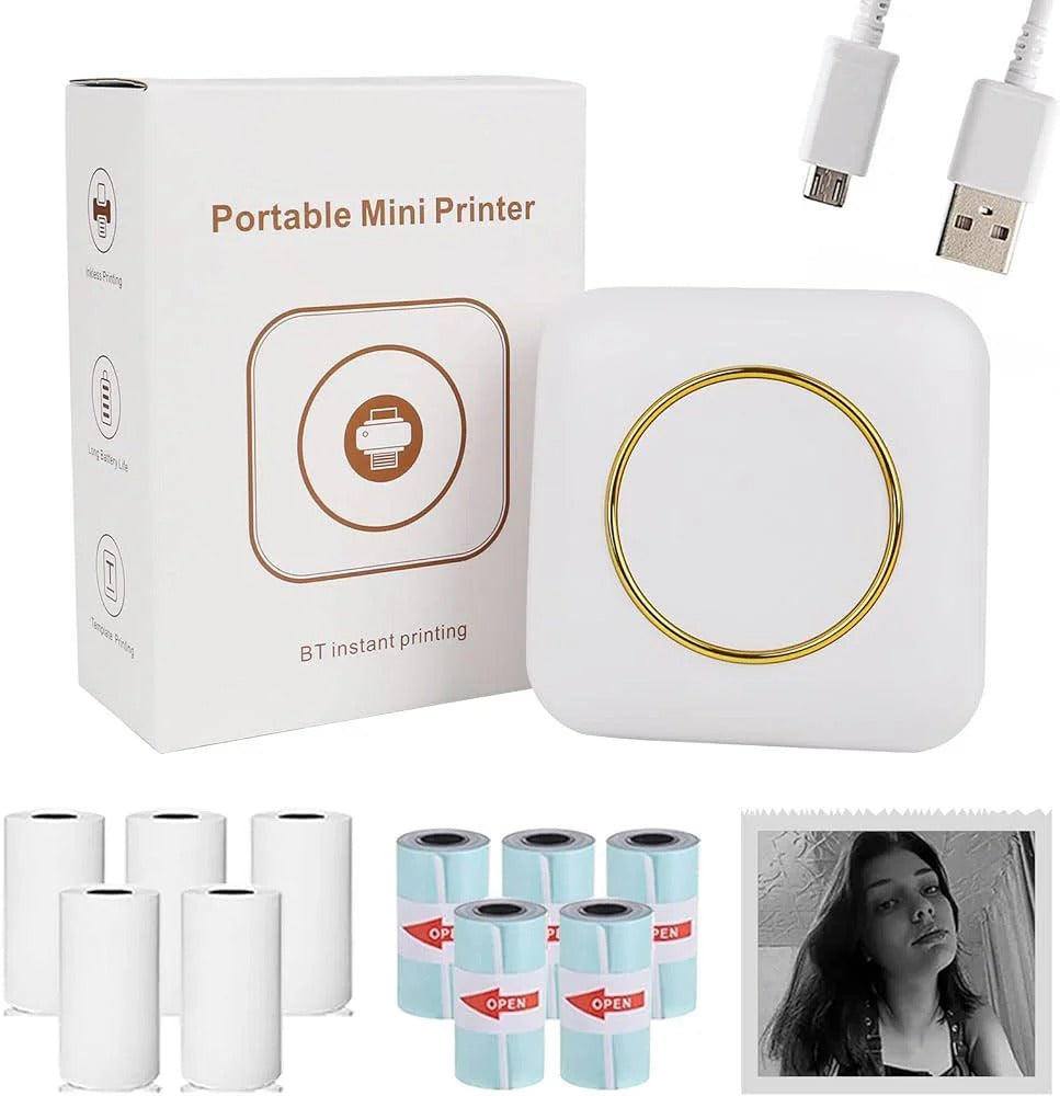 Portable Mini Printer – Bluetooth Instant Thermal Printing, No Ink Required