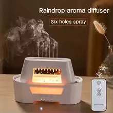 Raindrop Aroma Humidifier – Ultrasonic Diffuser with LED Flame Light